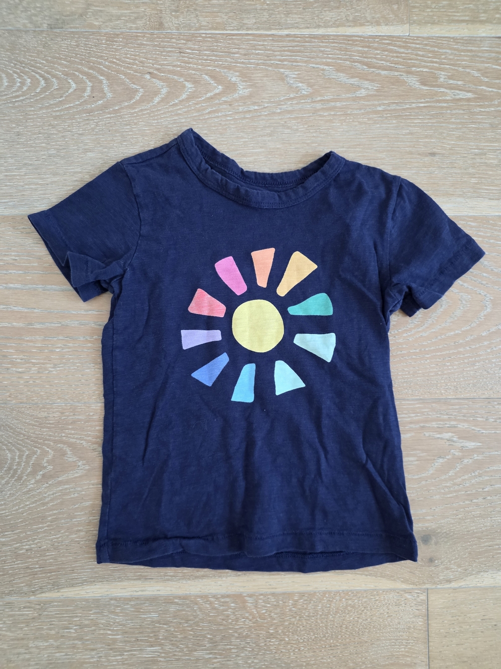 Primary Navy Short Sleeve Tee with Rainbow Sunburst